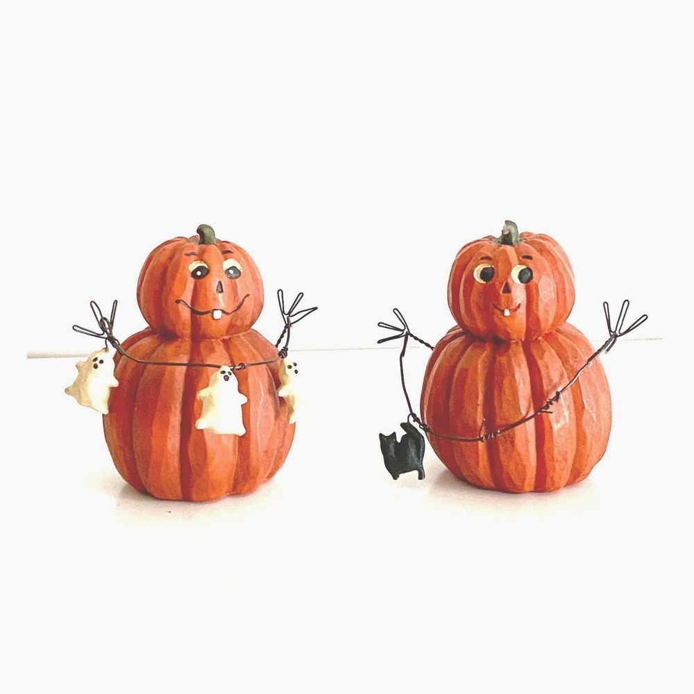 Boston Rd 2008 Halloween Pumpkin Jack O Lantern Figurines Ghost Cat Garland Set